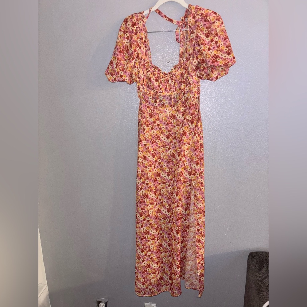 FOR LOVE & LEMONS FELICIA MIDI DRESS - RED FLORAL XS - Picture 5 of 8